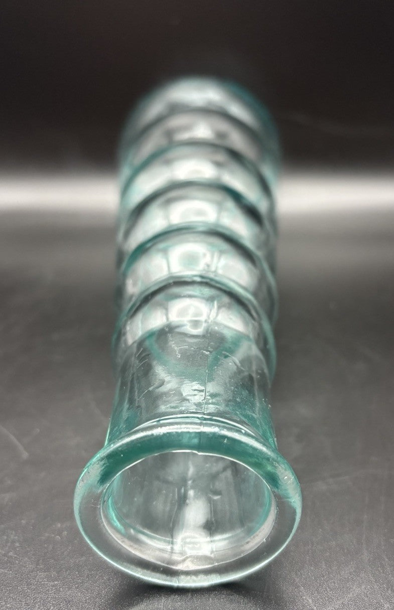 Vintage Aqua Blown Glass Bubble Vase Knopped Mid Century 22cm