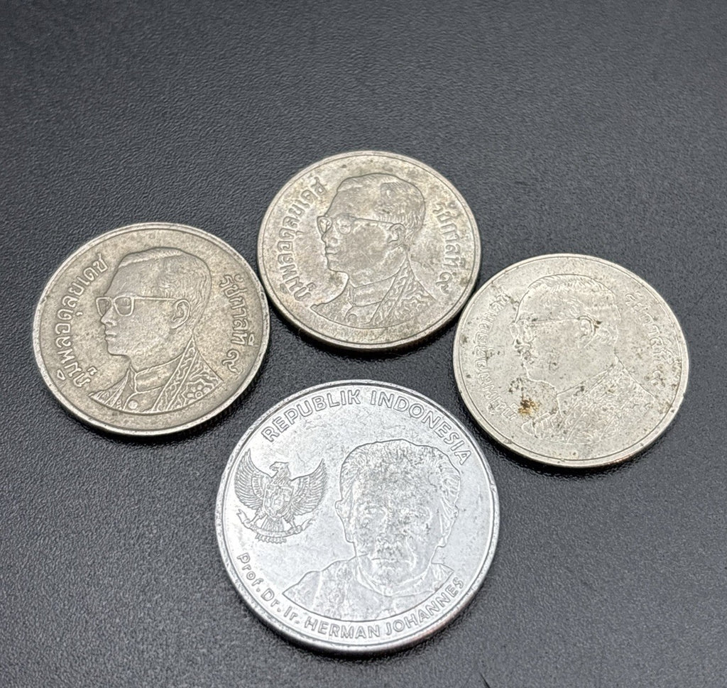 Thailand 1 Baht & Indonesia 100 Rupiah Mixed Asian World Coin Collection