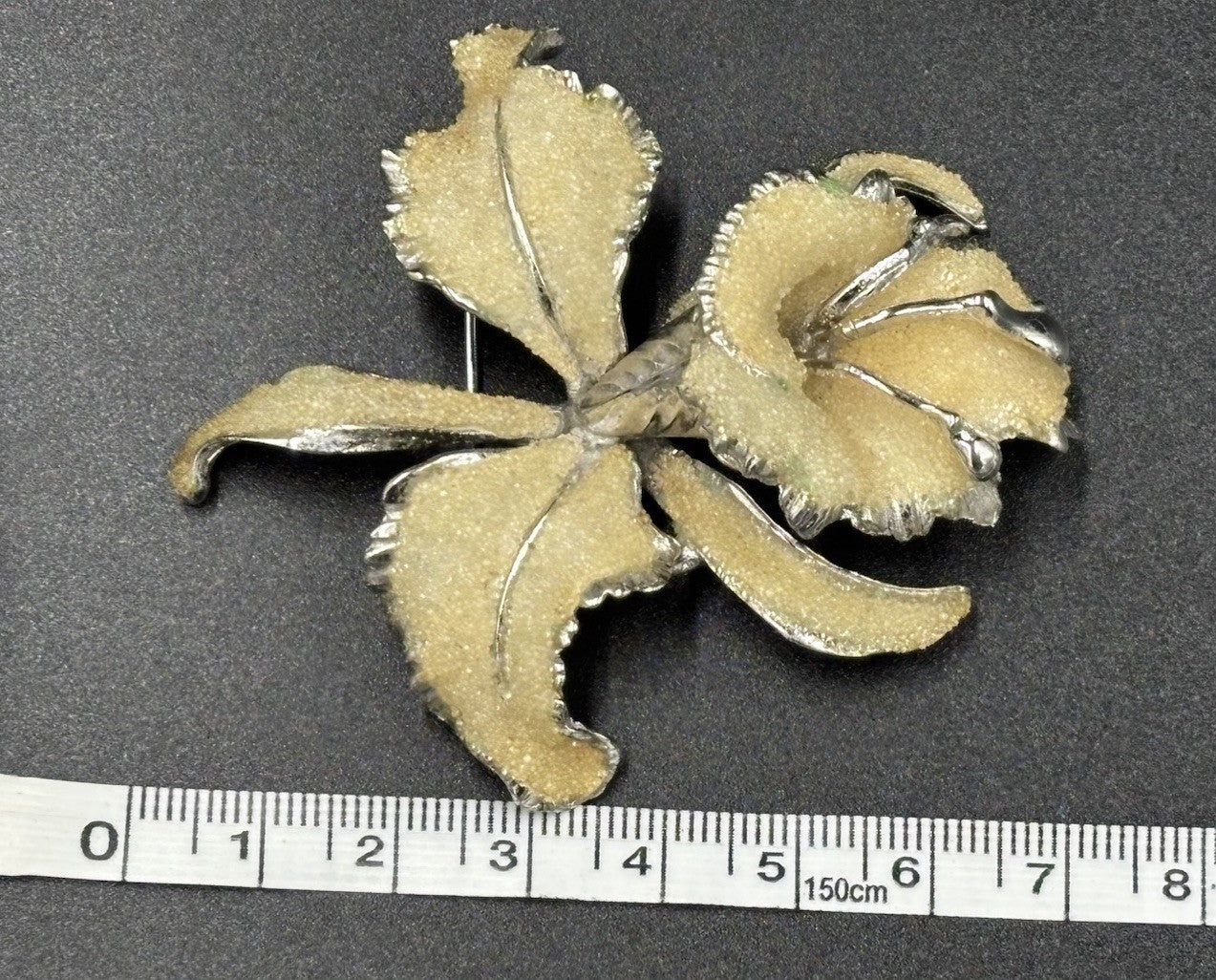 Vtg 1950's Elizabeth Reimer Arcansas Orchid Flower Brooch & Earring Clip On Set
