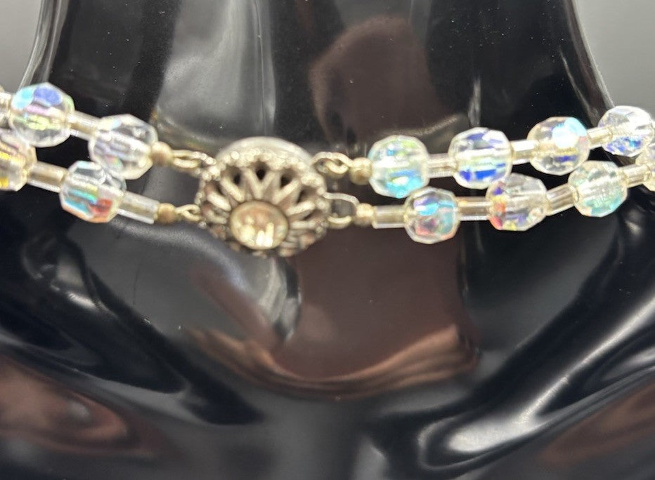 Vintage Aurora Boris Faceted Crystal AB Necklace & Earrings Set