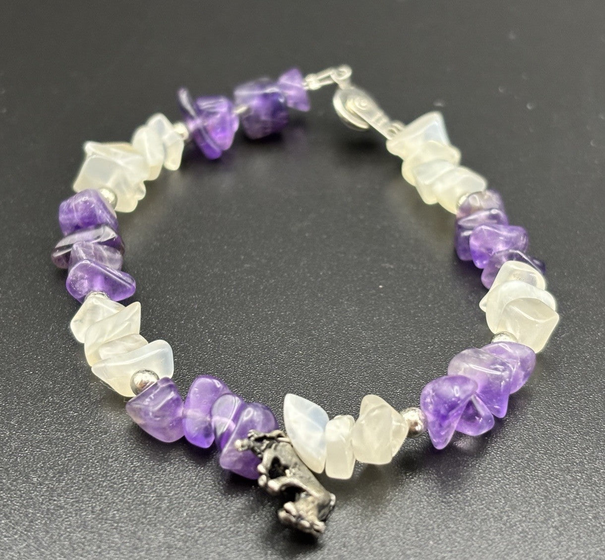 Pat 2008 Handmade Sterling Silver Amethyst Quartz Chip Bracelet