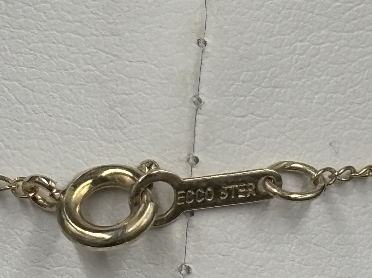 Vintage 9ct Gold Diamond Infinity Pendant Sterling Silver Chain