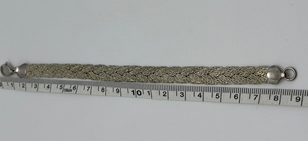 Vintage Monet Silver Tone Braided Mesh Chain Bracelet Signed Designer Jewelry