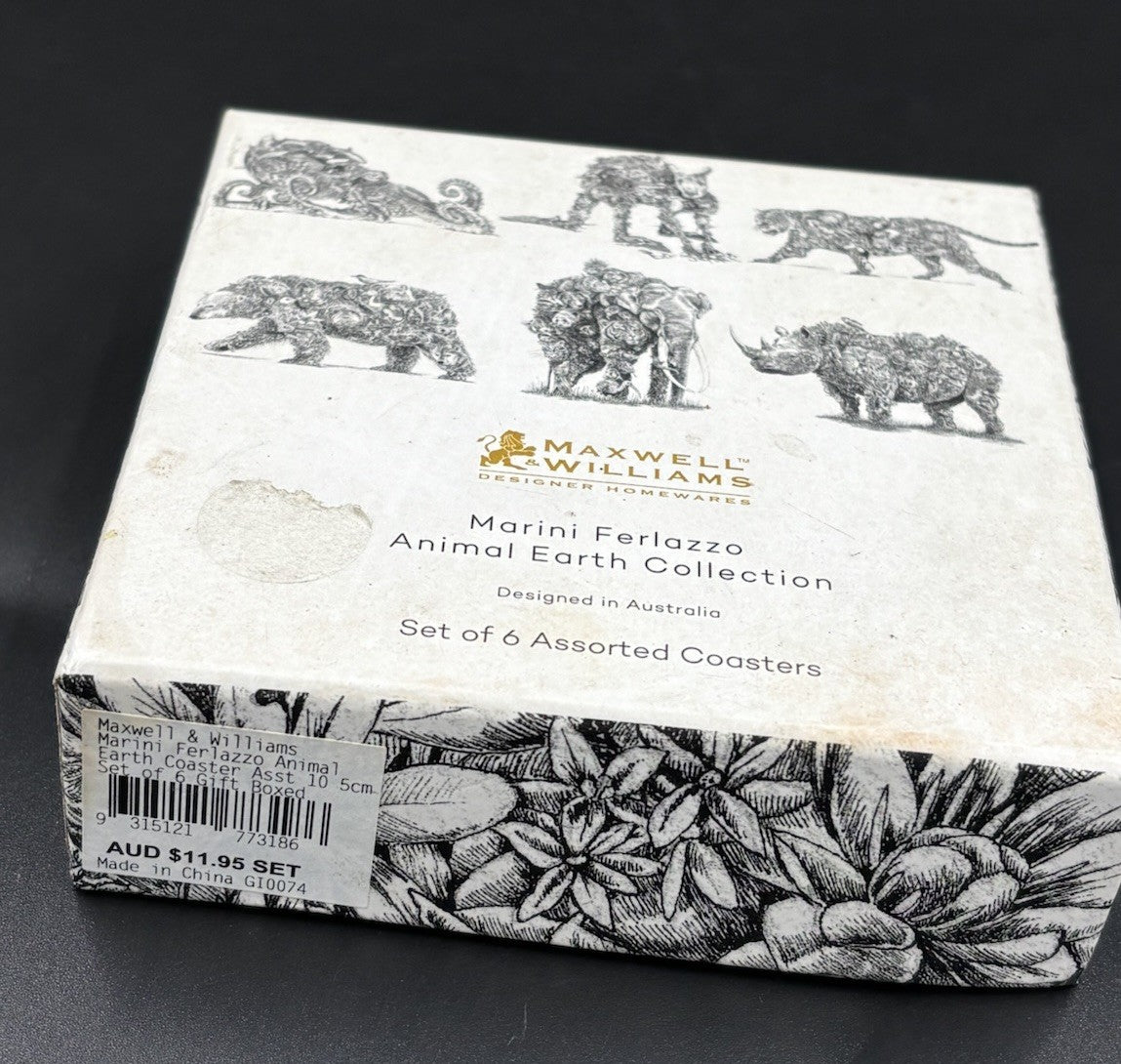 Maxwell & Williams Marini Ferlazzo Animal Earth Coasters Set 6 Boxed