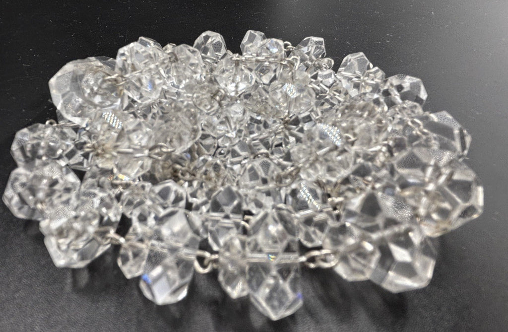 Antique 1920s Art Deco Rock Crystal Necklace Sterling Silver Faceted Beads