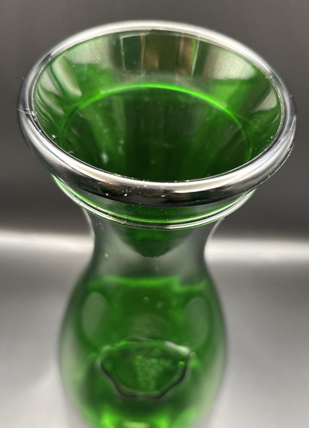 Vintage Italian Art Glass Vase Green Empoli Hand Blown Applied Prunt Mid Century