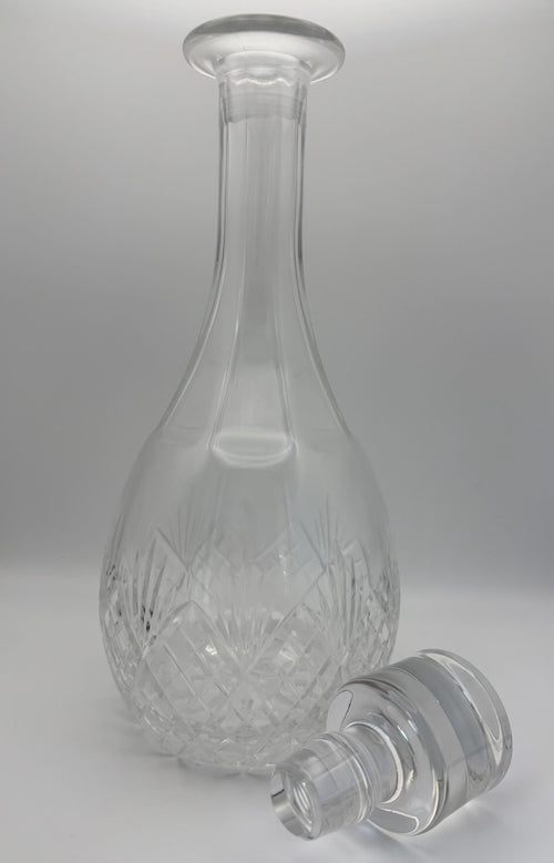 Vintage 1950s cut lead crystal whiskey brandy decanter heavy Lismore style barware