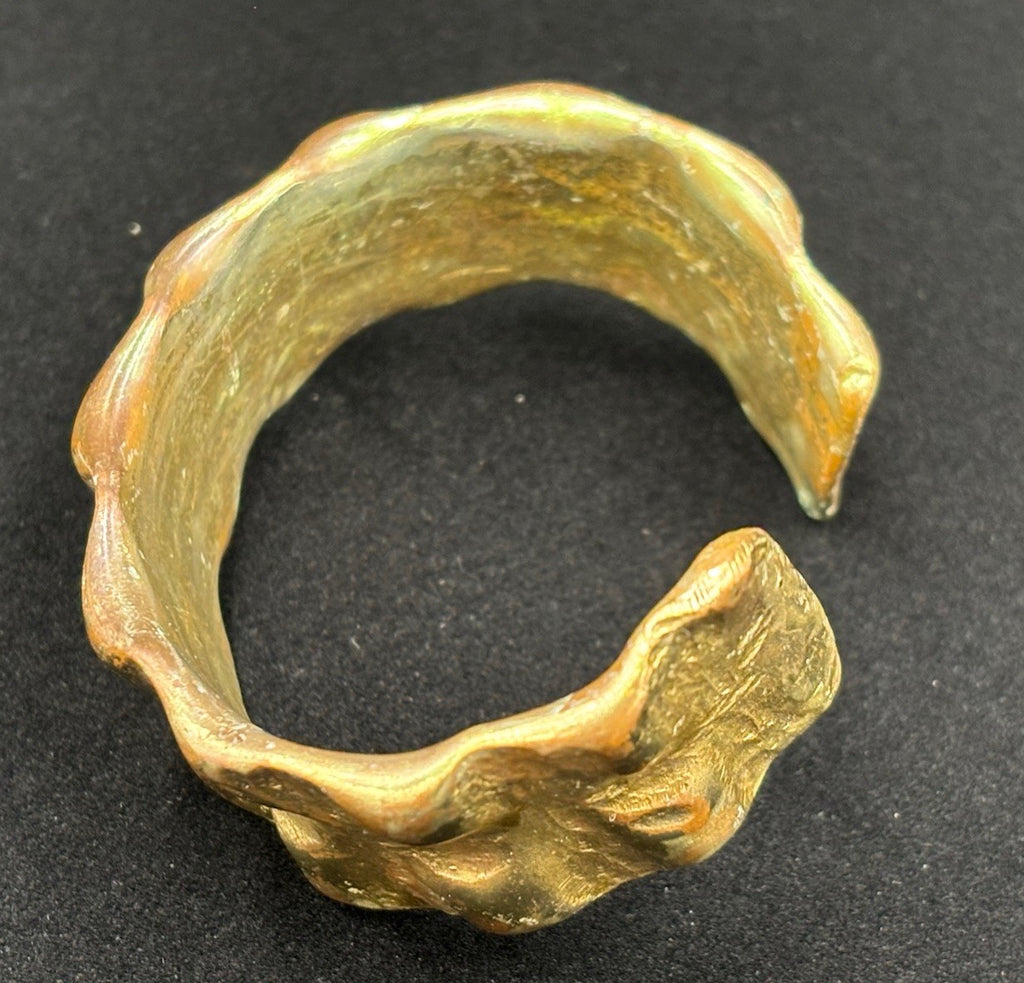 Vintage Brutalist Bronze Cuff Bracelet Sculptural Modernist Studio Artisan