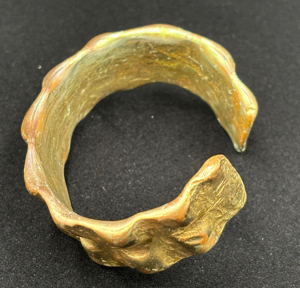Vintage Brutalist Bronze Cuff Bracelet Sculptural Modernist Studio Artisan