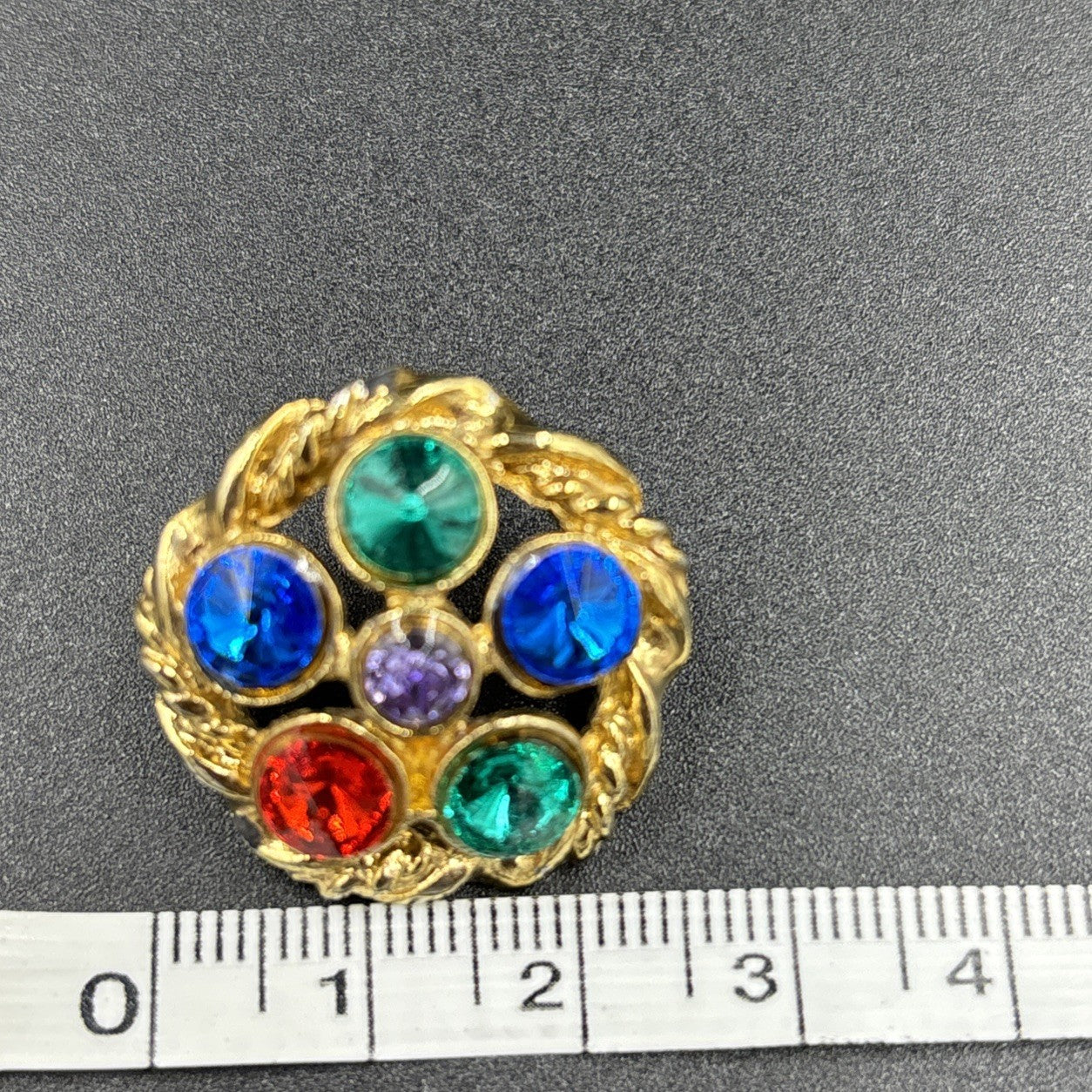 Vintage Mogul Style Pierced Earrings Gold Tone Colourful Glass Rhinestone
