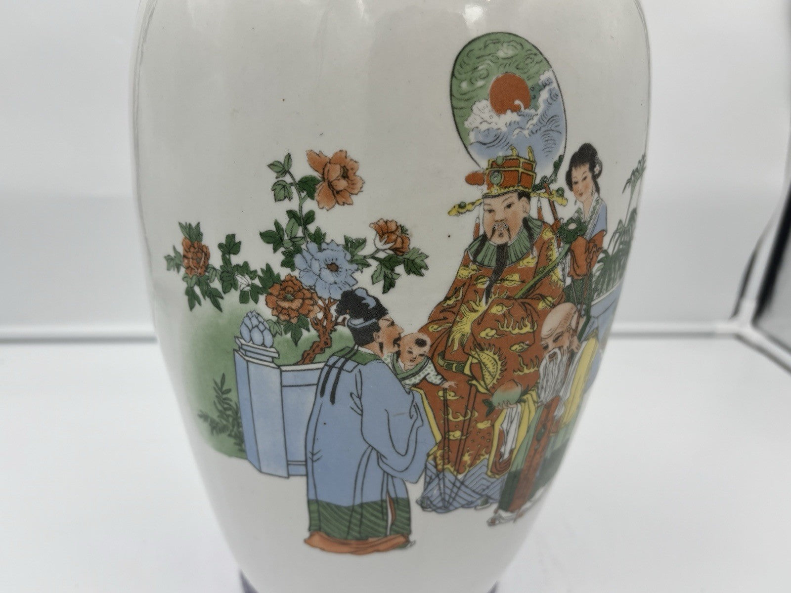 Large Vintage Chinese Porcelain Vase Crane Pine Landscape Hand Painted