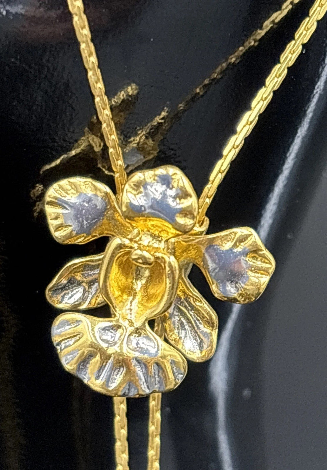 Vintage Risis Orchid Necklace Patent Number 1094493 24K Gold Dipped