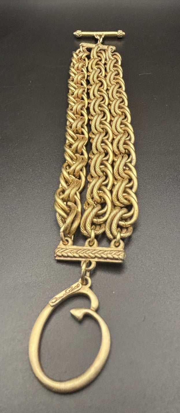 Rare Vintage Oscar De La Renta Multi Chain Bracelet Gold Tone Runway Statement