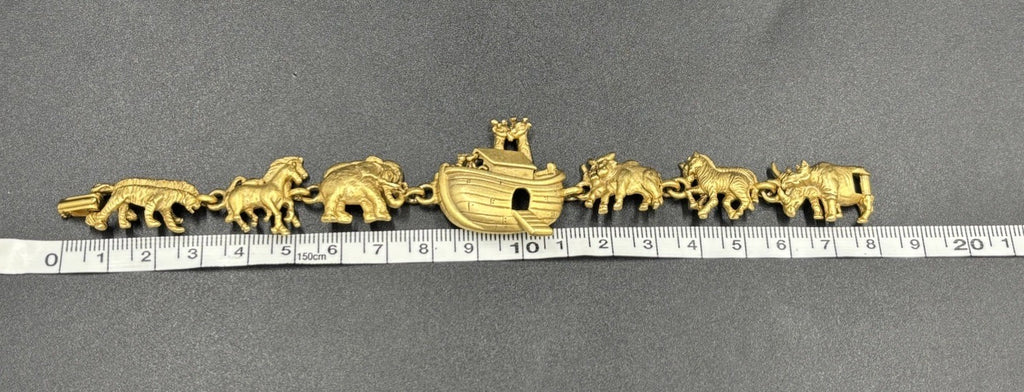 Vintage AJC Noah’s Ark Bracelet Gold Plated Two by Two Animal Jewelry