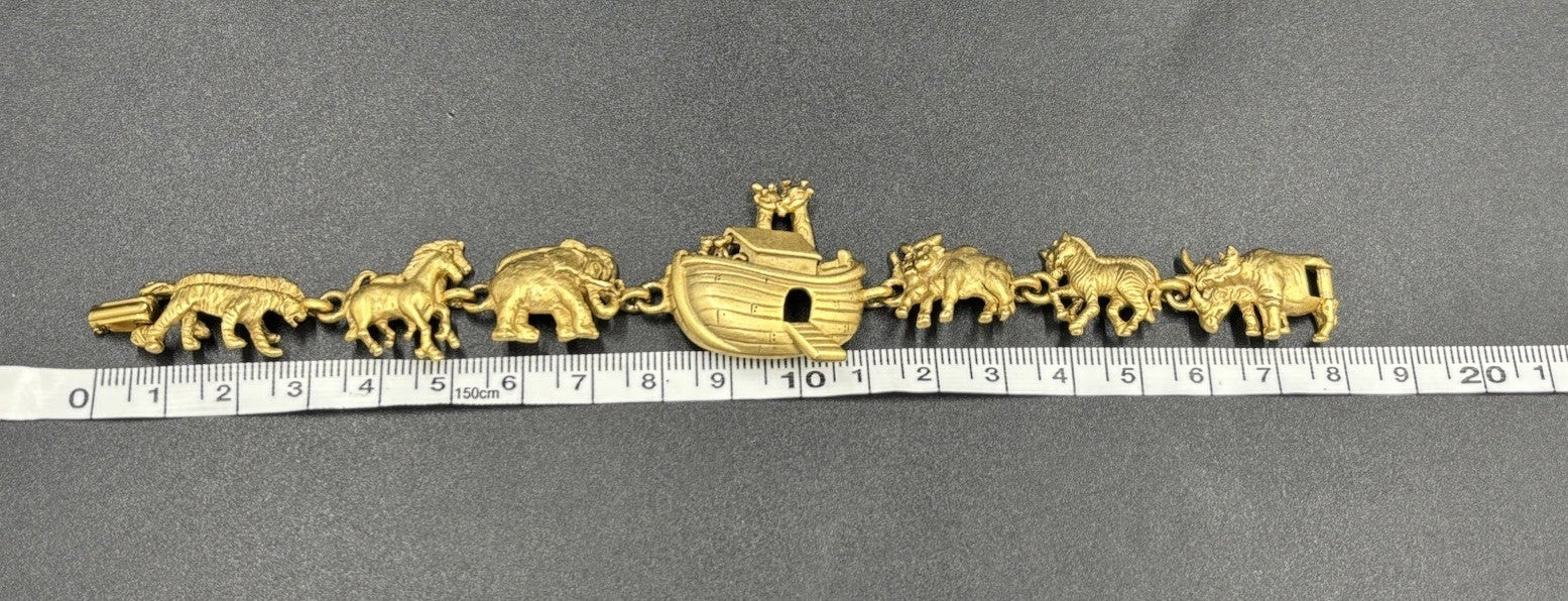 Vintage AJC Noah’s Ark Bracelet Gold Plated Two by Two Animal Jewelry
