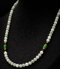 Vintage Natural Jadeite Bead Necklace Pale Green White Lavender Gemstone Strand