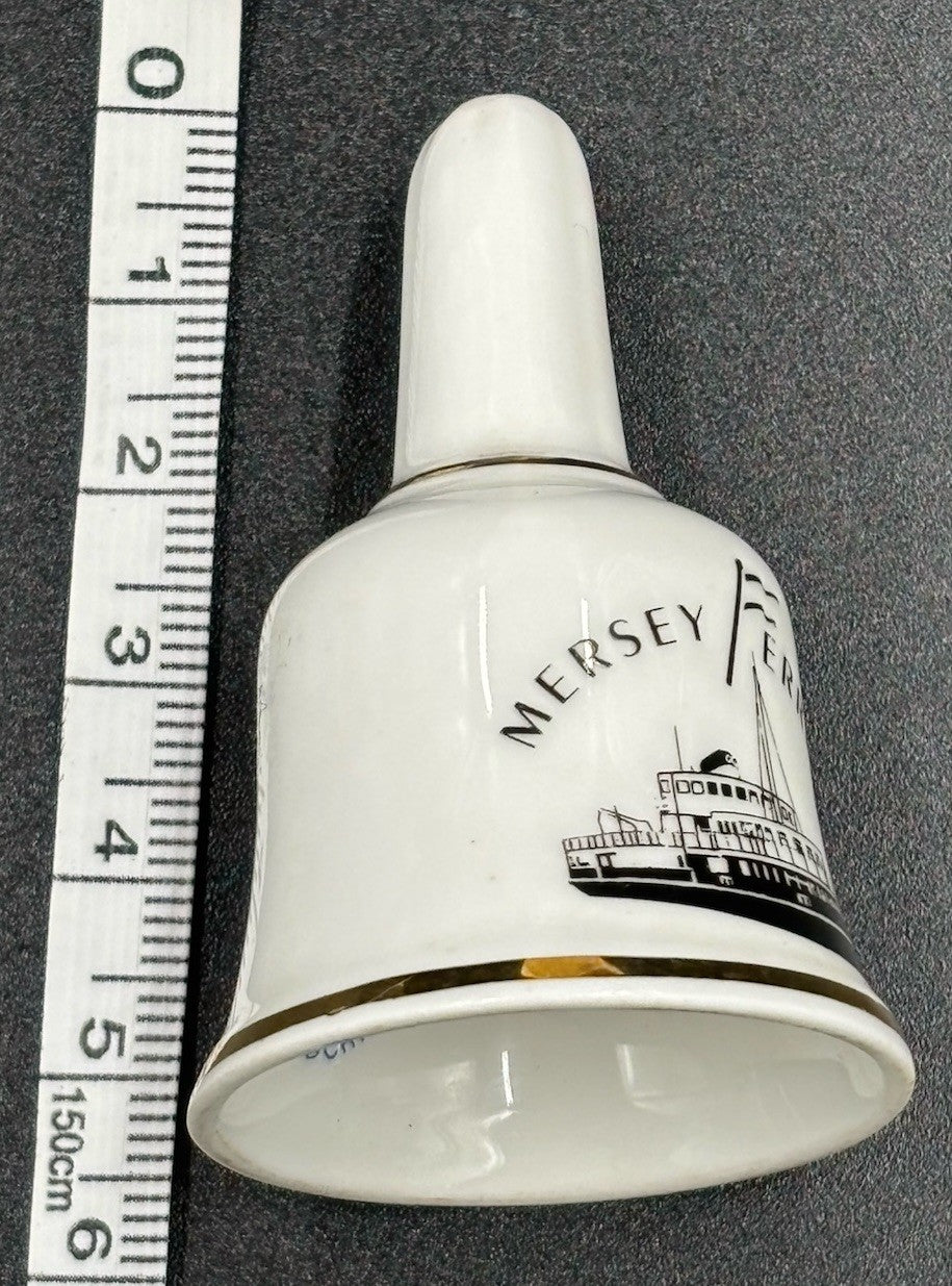 Vtg Fine Bone China Mid Century Porcelain Liverpool Service Bell White & Gold