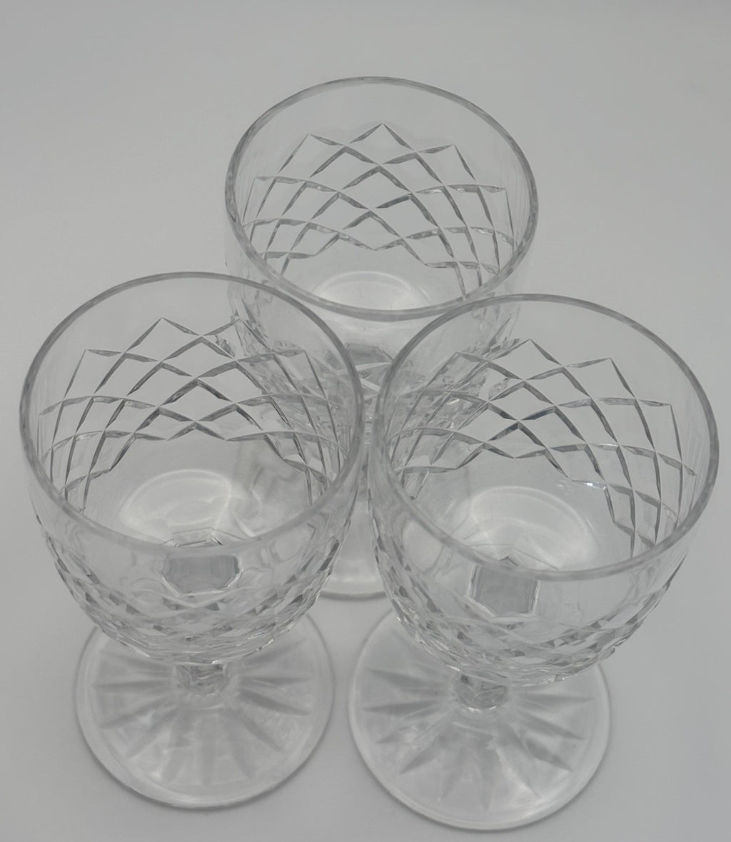 Vintage Bohemia Cut Crystal Diamond Starburst Liqueur Glasses Set of 3