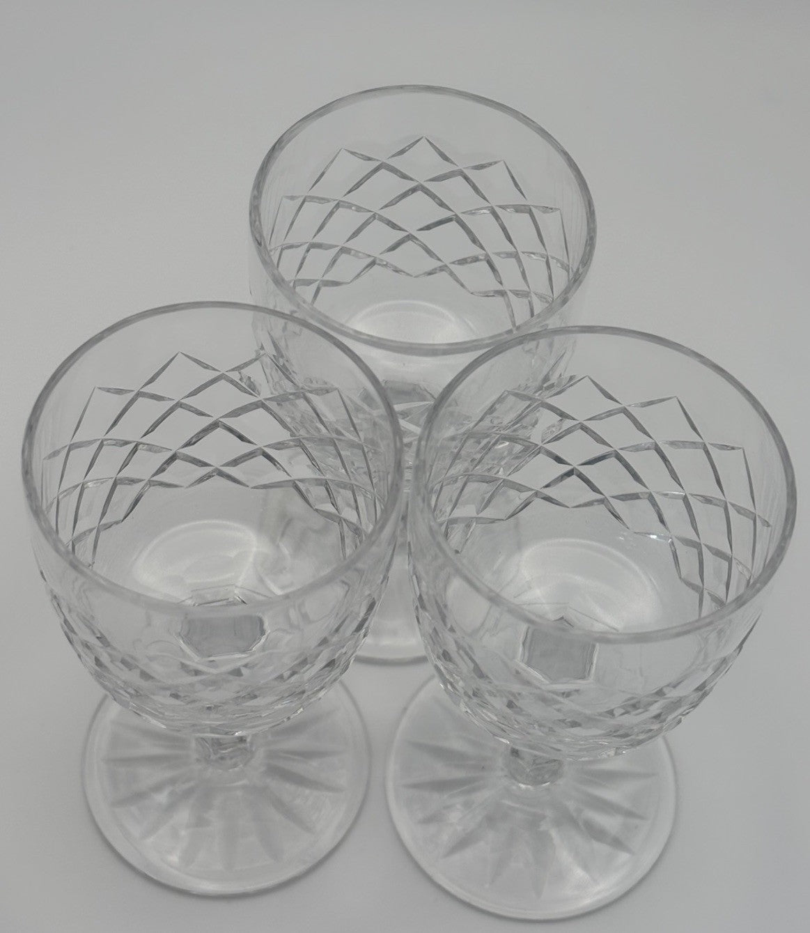 Vintage Bohemia Cut Crystal Diamond Starburst Liqueur Glasses Set of 3
