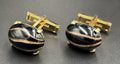 Vintage Hickok Murano Aventurine Glass Cufflinks Gold Tone Black Swirl 1950s