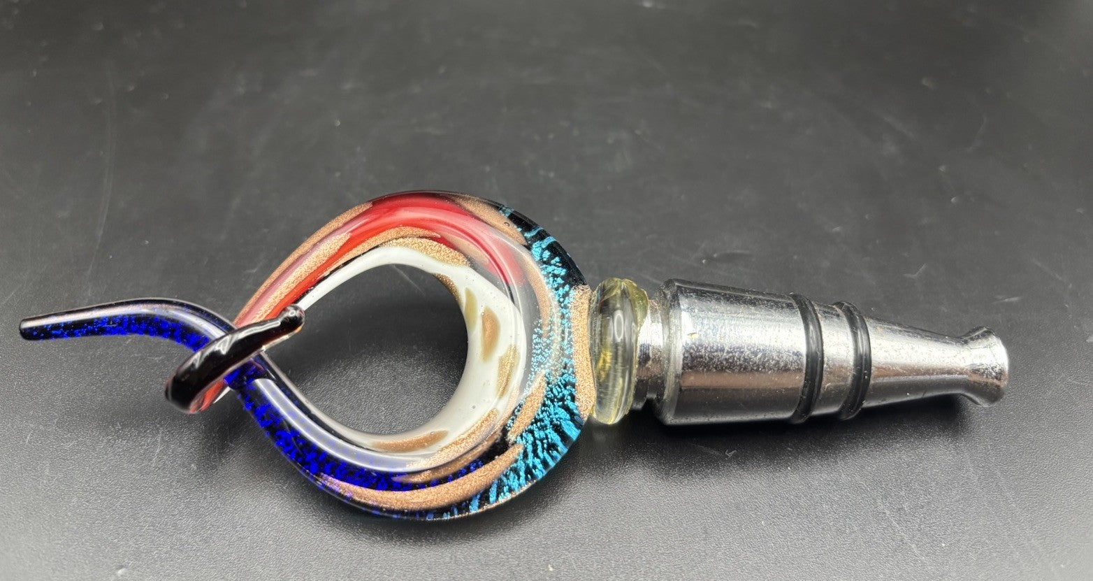 Murano Style Art Glass Bottle Stopper Multicolour Aventurine Twist