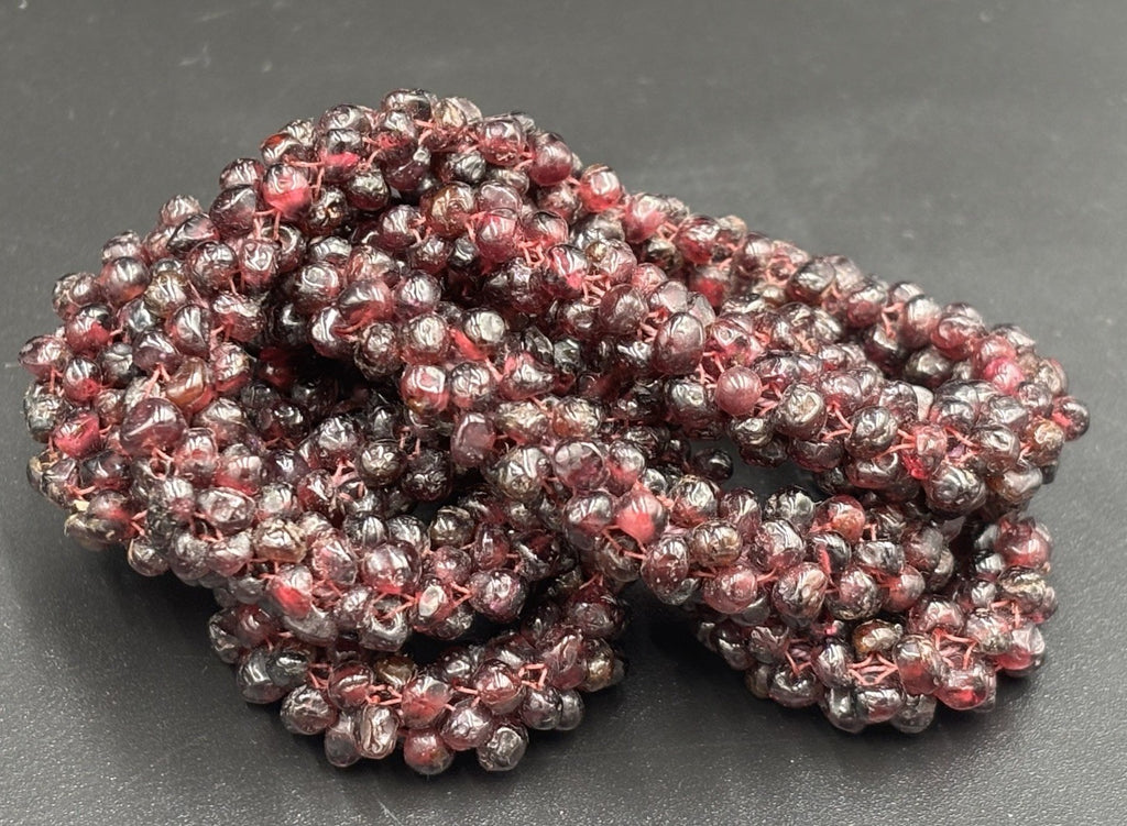 Vintage Woven Natural Garnet Necklace 81g Deep Red Chip Bead Long Strand