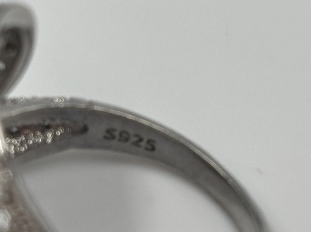 Vintage Style Stamped S925 Silver Ruby CZ Pavé Cocktail Ring US 9¼