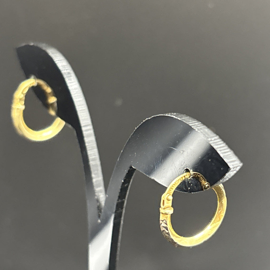 Vintage 9K Gold Filled on Sterling Silver Hoop Earrings Diamond Cut Pattern