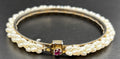 Vintage Genuine Ruby Bangle Bracelet Estate Jewelry Wrapped Genuine Rice Pearls