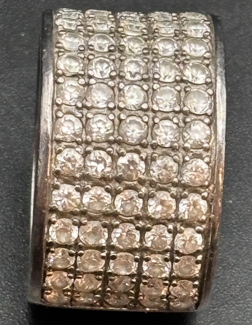ESSE 925 Sterling Silver Pave CZ Mens Wide Band Statement Ring Size 10.5