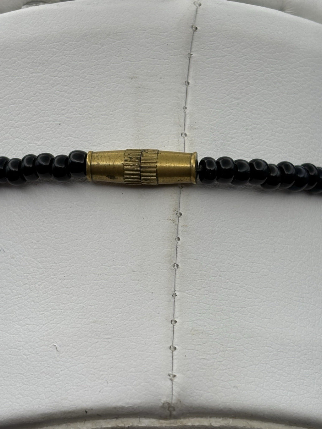 Vintage Butterscotch Bakelite Bead Necklace Bronze Accents