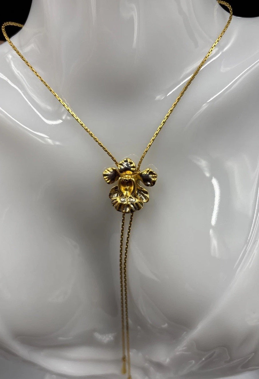 Vintage Risis Orchid Necklace Patent Number 1094493 24K Gold Dipped