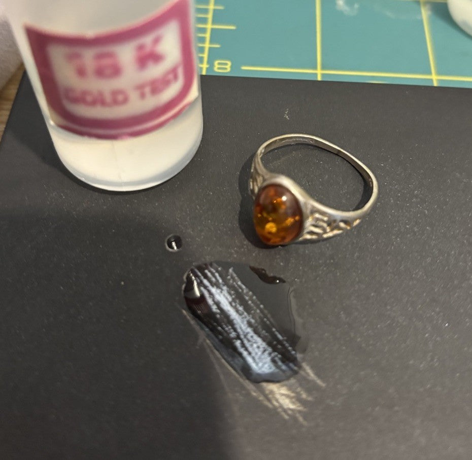 Vintage Baltic Amber 925 Sterling Silver Ring Honey Cognac Cabochon Size T