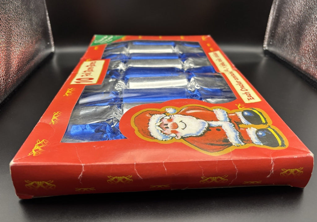 Christmas Crackers Bon Bons Set Of 10 Blue Silver Foil Santa Gift Box