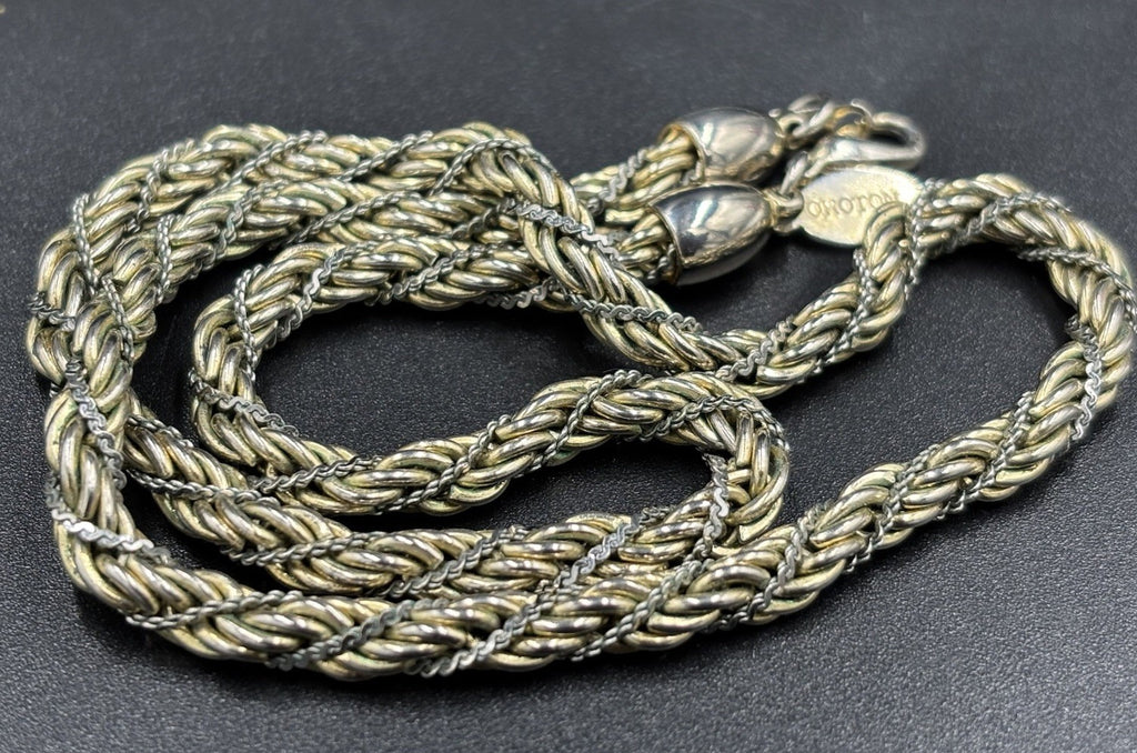 Vintage Oroton Rope Chain Necklace – Gold Silver Tone – 40cm Collar Style
