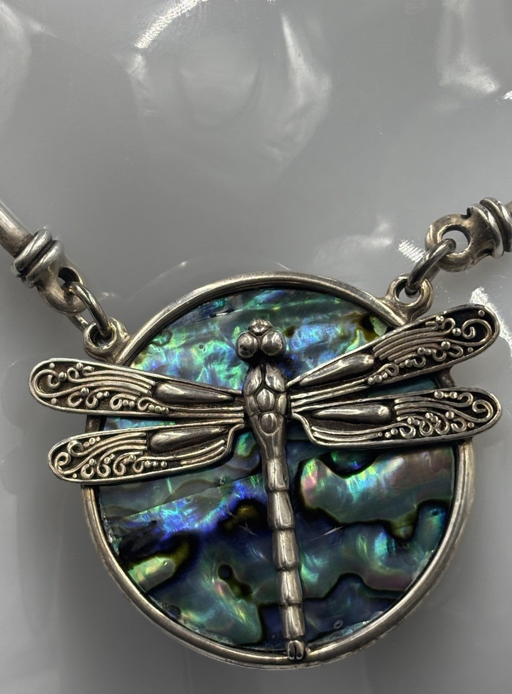 Vintage Abalone Dragonfly Necklace Calypso Flash Australian Made Jewelry