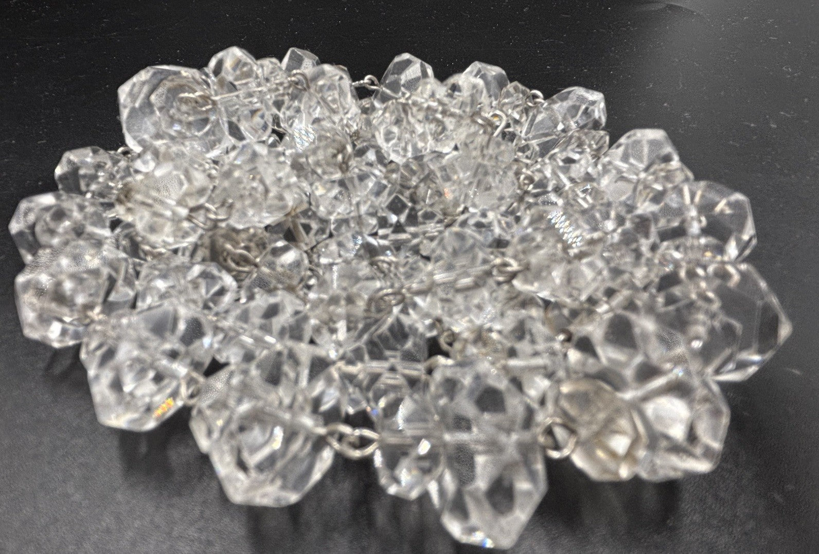 Antique 1920s Art Deco Rock Crystal Necklace Sterling Silver Faceted Beads