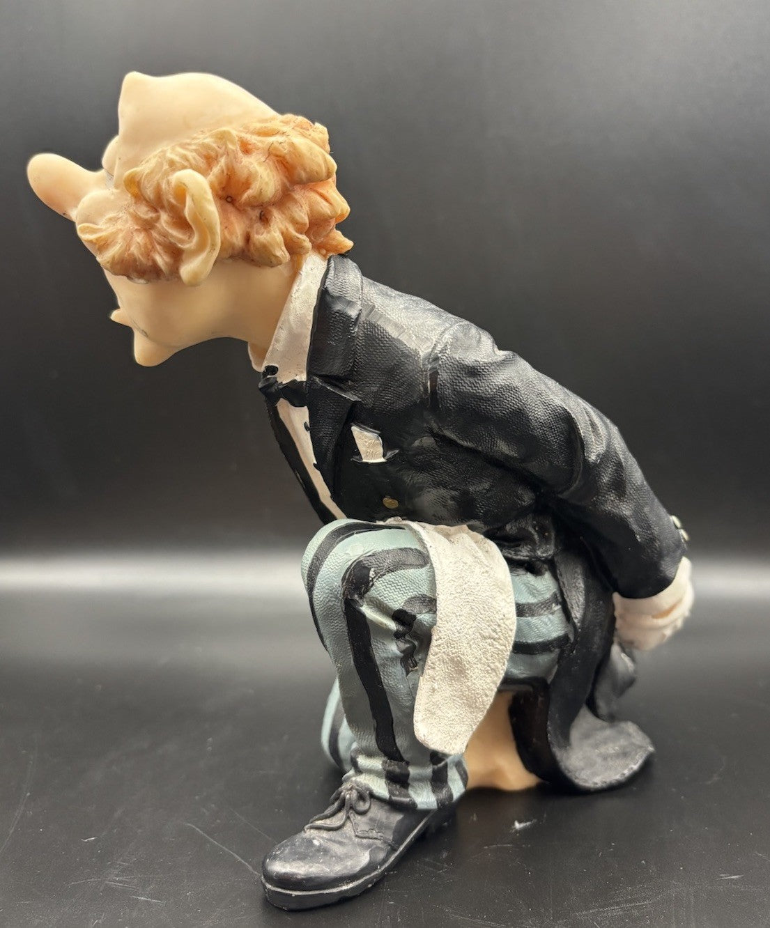 Vintage Figural Wine Bottle Holder Butler Gentleman Caricature Bar Decor