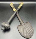 Vintage Hand Carved Wooden Oceanic Utensil Set Spoon Masher Woven Handle