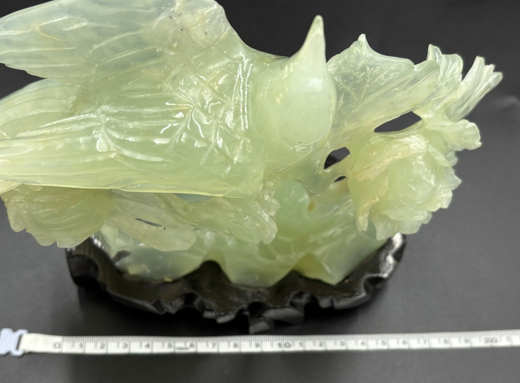 Large Chinese Jadeite Jade Bird Floral Carving Hand Carved Display Sculpture