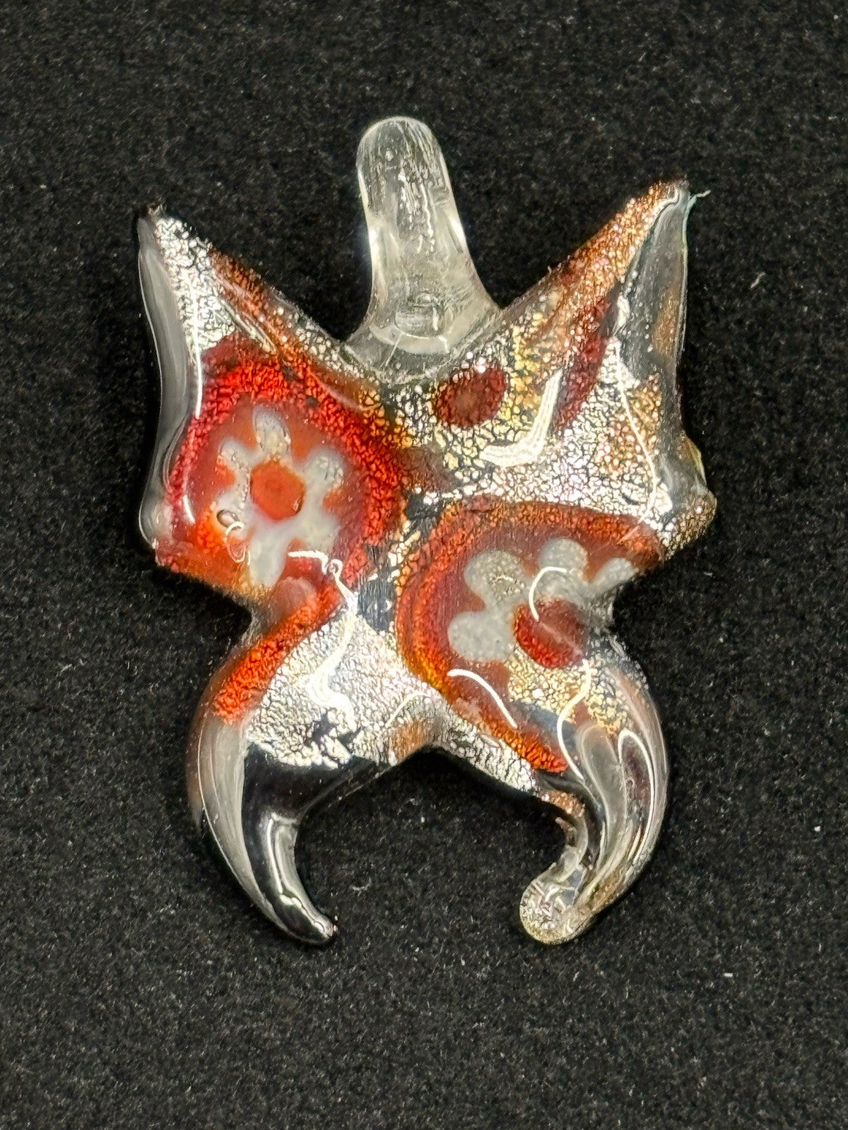 Murano Style Dichroic Art Glass Pendant Handmade Foil Swirl Abstract Design