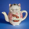 Ron Gordon Kitschy Vintage Ceramic Cat Eating Sausage Teapot 6”
