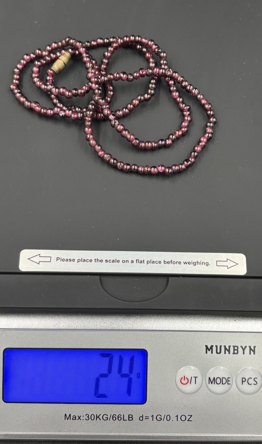 Vintage Natural Garnet Bead Necklace – Gold Tone Barrel Clasp