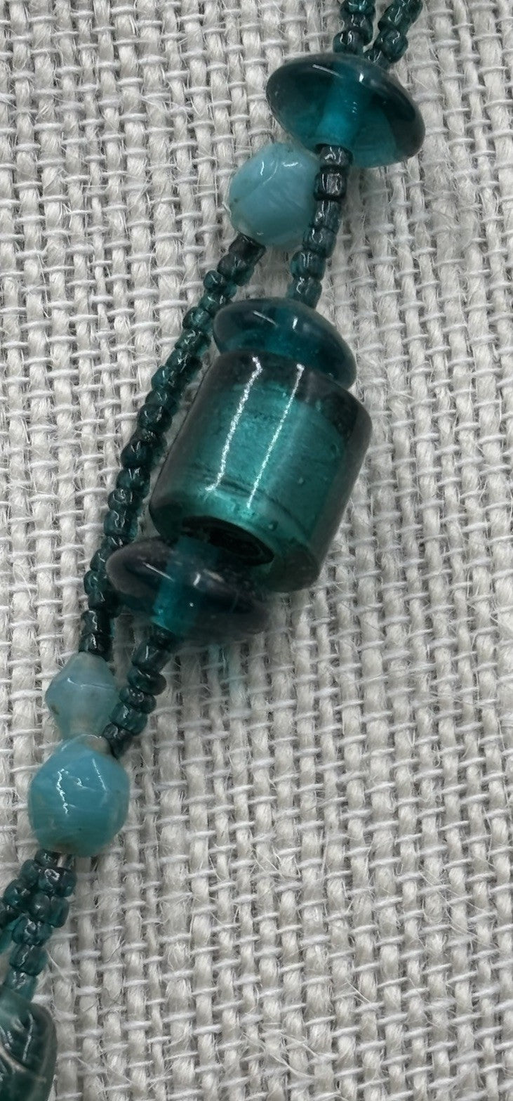 Handmade Dichroic Art Glass Necklace Murano Style Pendant Beaded