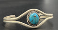 Vintage Sterling Silver Genuine Turquoise Artisan Cuff Bracelet