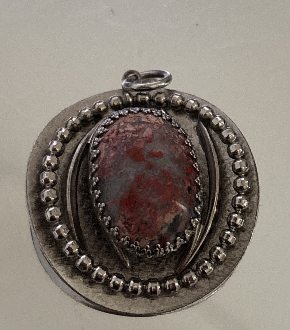Vintage Natural Jasper Stone Pendant Boho Southwestern Statement Piece