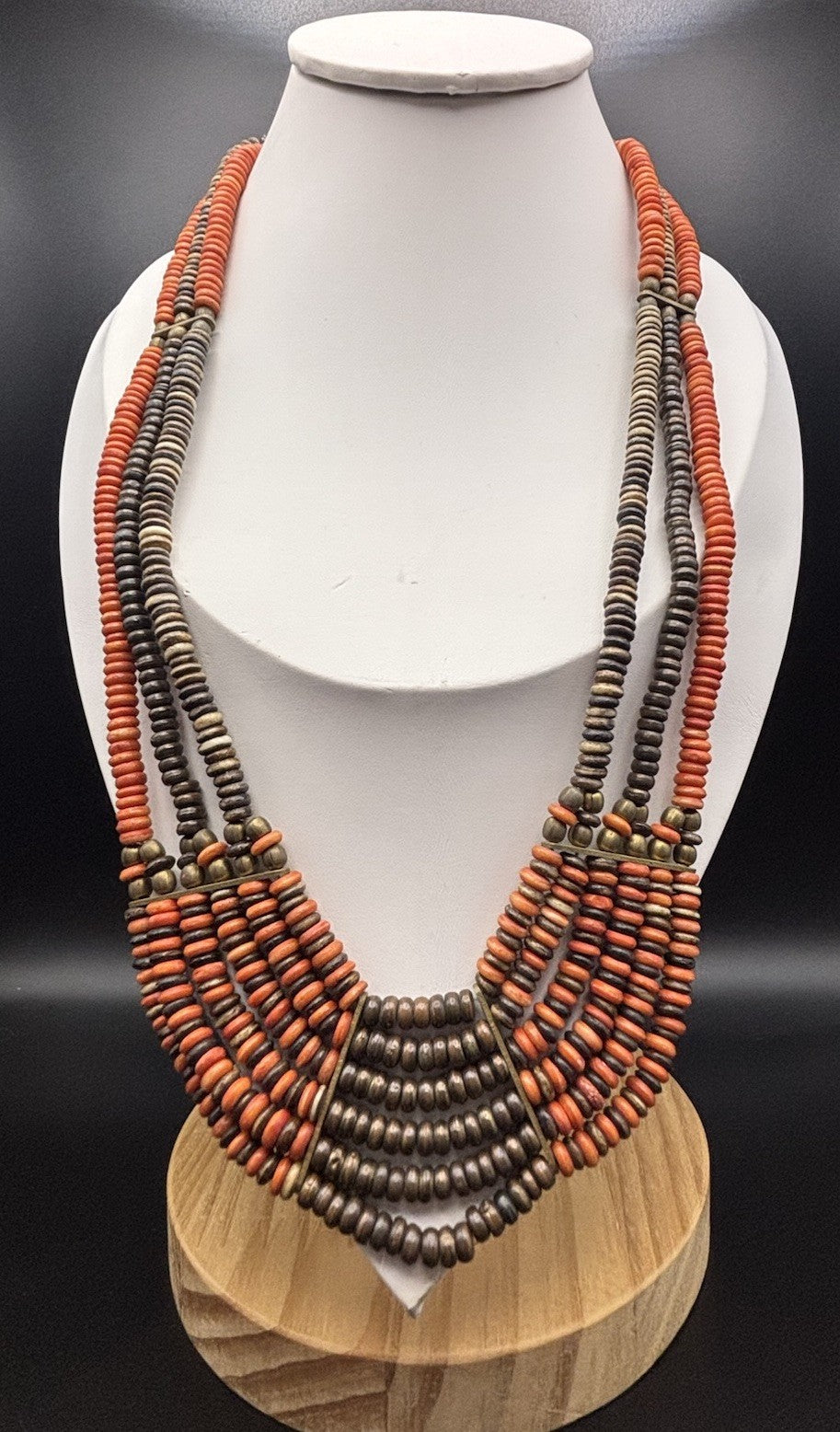 Vintage Tribal Multi Strand Beaded Statement Necklace Boho Ethnic