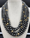 Ralph Lauren Gunmetal Gold Multi Strand Beaded Statement Necklace Toggle Clasp