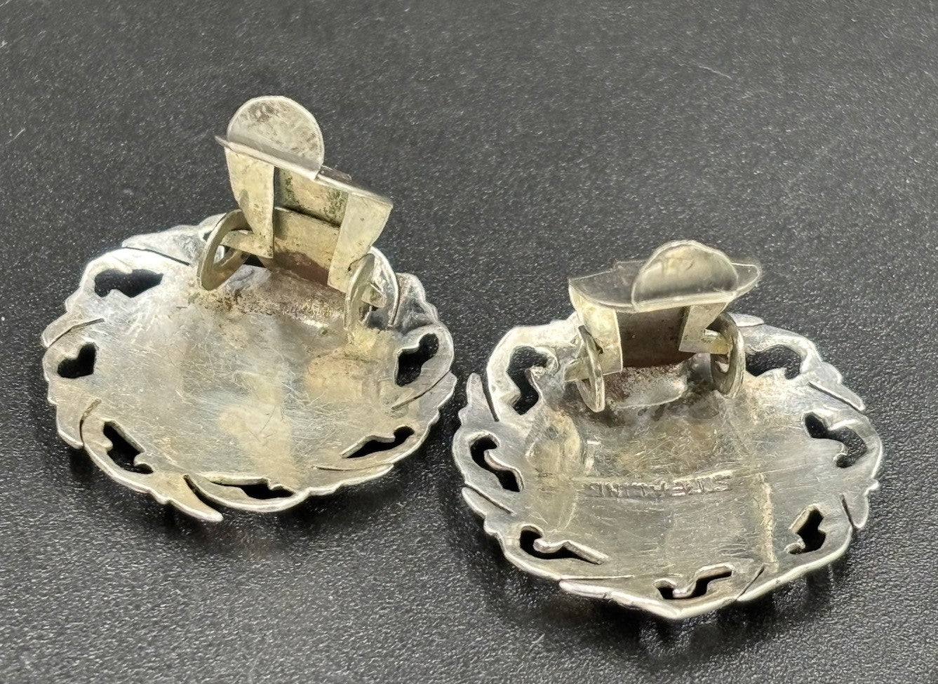 Vintage Siam Sterling Silver Clip On Earrings Thai Dancer Motif