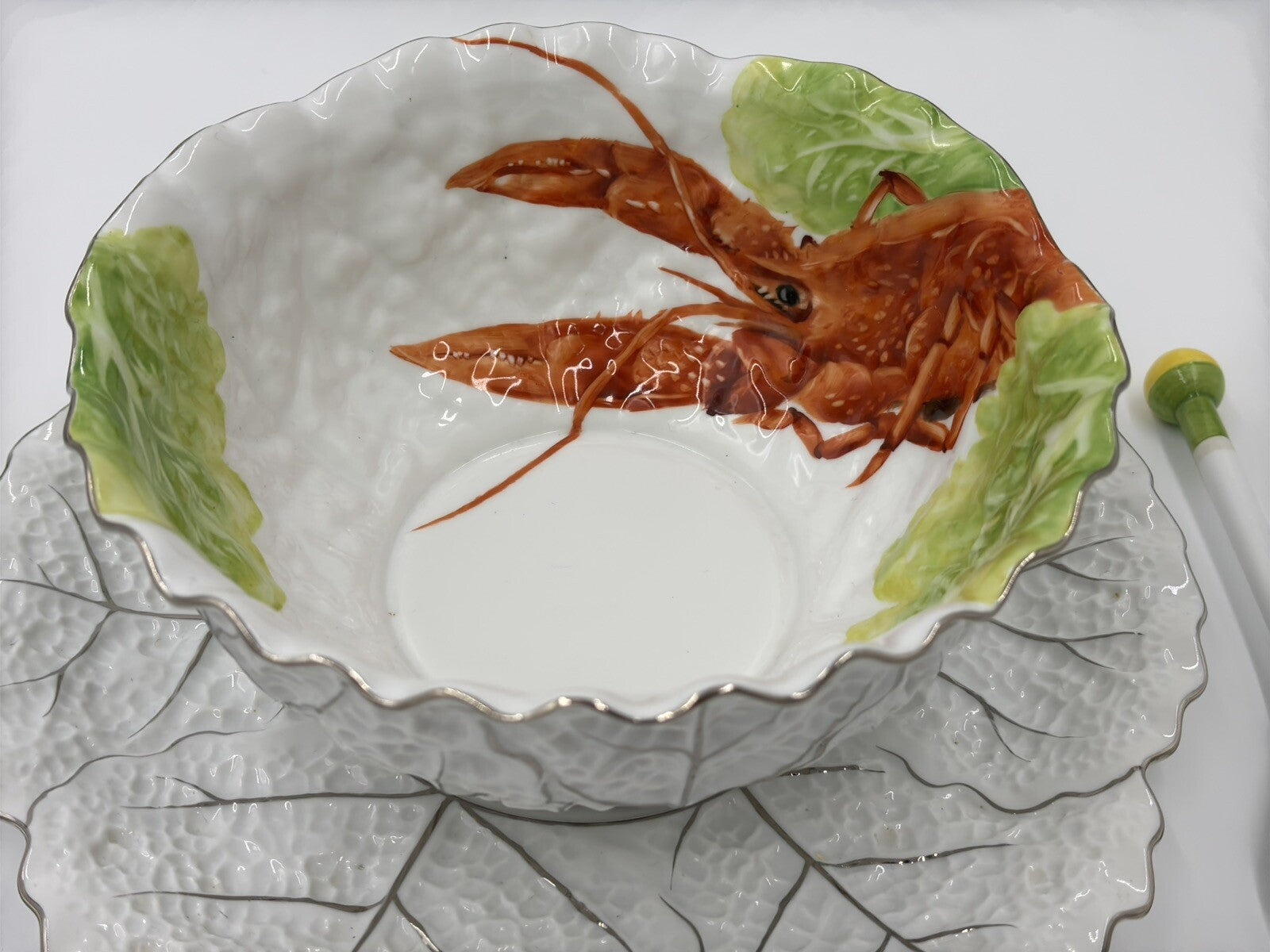 Rare Noritake Lobster Salad Bowl Set Vintage Japan Porcelain Serving Dish